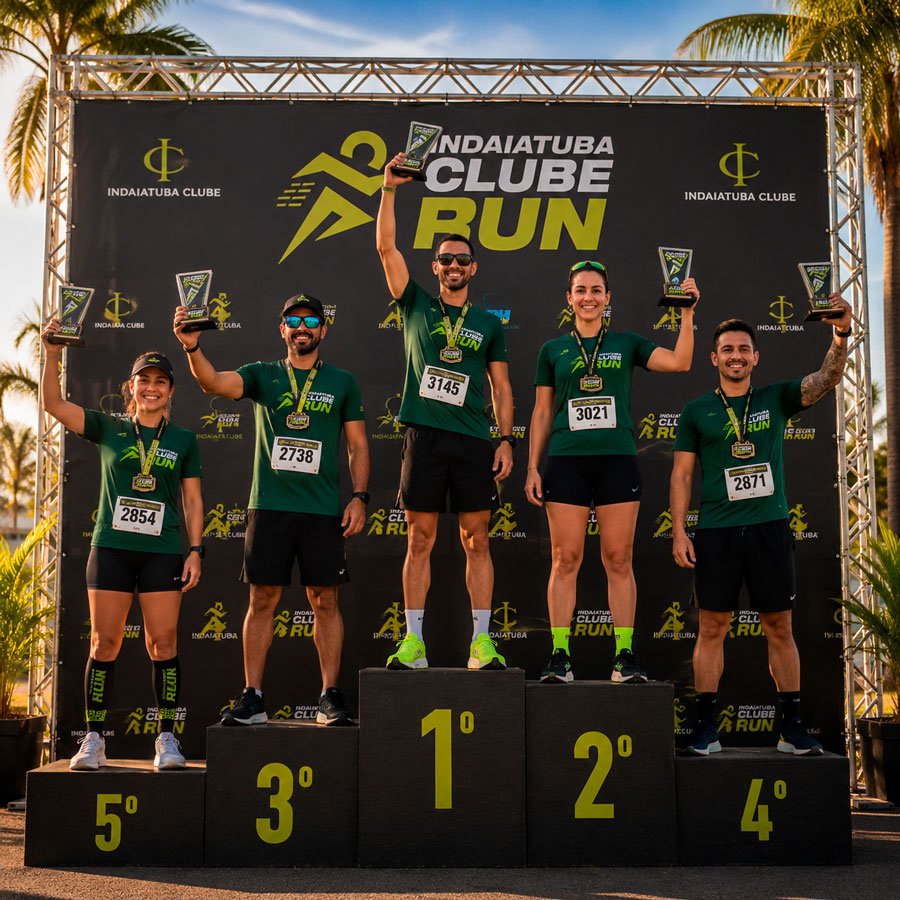 Premiação com medalhas e troféu